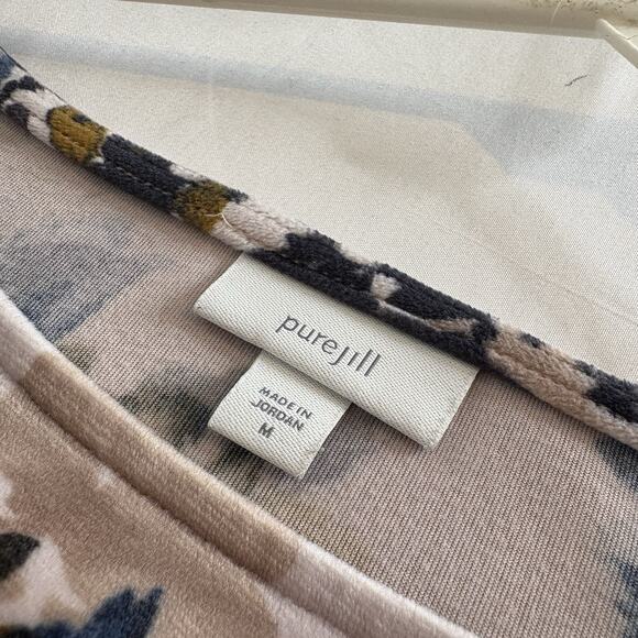 J Jill Pure Jill Pink Navy Blue Floral Top Size M Cottagecore Dark Coastal Boho - Picture 5 of 11